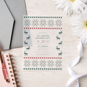 Frosted Spruce Ugly Sweater Christmas Party Vellum Invitations