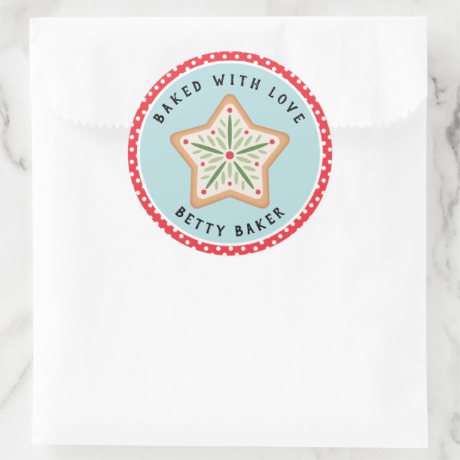 Frosted  Star Cookie | Baked with Love  Classic Round Sticker (Bag)