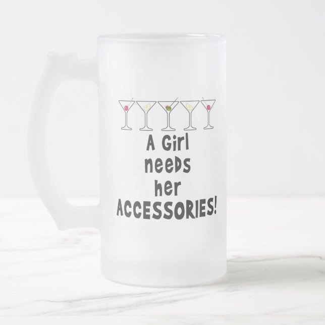 FROSTED STEIN MUGS - A GIRL NEEDS HER ACCESSORIES (Left)