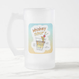 FROSTED STEINS, MUGS - WHISKEY SOUR RECIPE ART