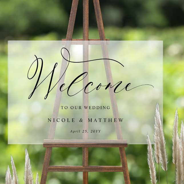 Frosted Style Elegant Welcome Wedding Acrylic Sign (Creator Uploaded)