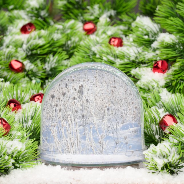 Frosted Thistles In Snow-Covered Field Snowglobe (Christmas)