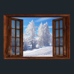 Frosted Trees Winter Scene Window Illusion Poster<br><div class="desc">Window Illusion - Snow Frosted Trees Through an Open Window View Enhance the decor of any room with this picturesque poster. The artwork creates the illusion of having an open dark tinted windows in your room. The fresh snow covering the trees and ground makes you feel as though you are...</div>