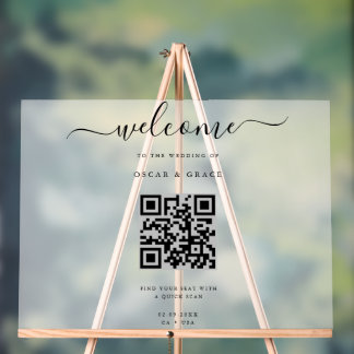 Frosted Welcome Wedding Seating With QR Code Acrylic Sign