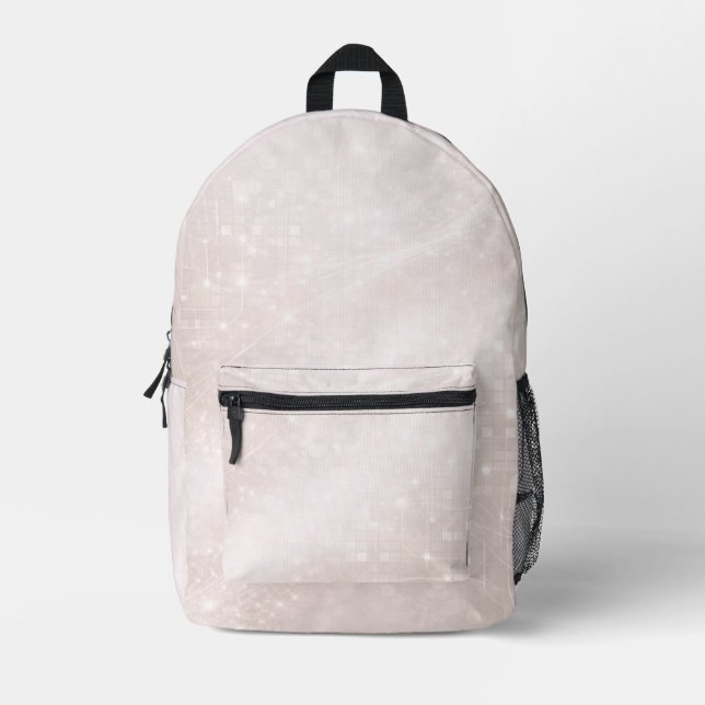 Frosted white and soft greige patterns AI art  Printed Backpack (Front)