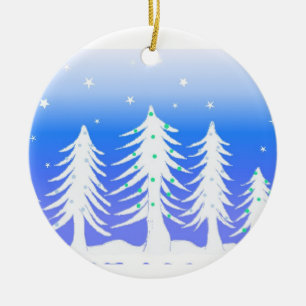 Frosted White Christmas Trees Ceramic Tree Decoration