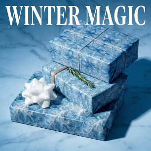 Frosted Windowpanes and Ice Crystals Pattern Wrapping Paper Sheet