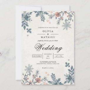 Frosted Winter Branch Wedding Invitation