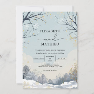 Frosted Winter Branch Wedding Invitation