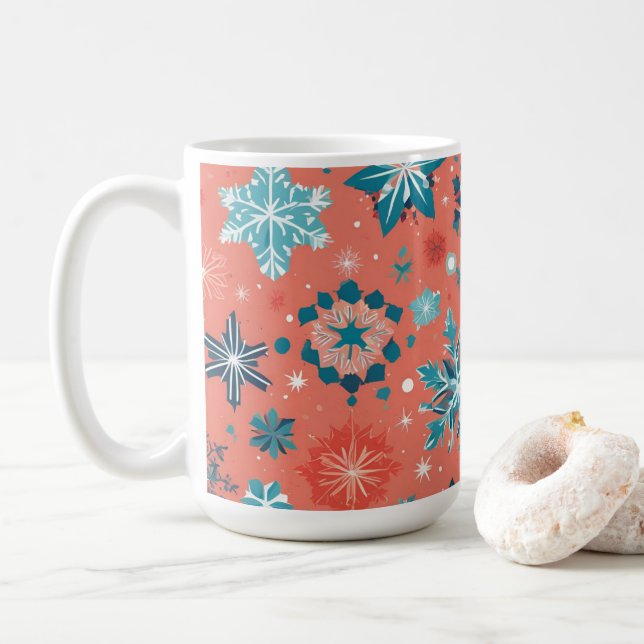 Frosted Winter Elegance Christmas Mug (With Donut)