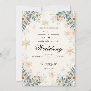 Frosted Winter Floral Wedding Invitation