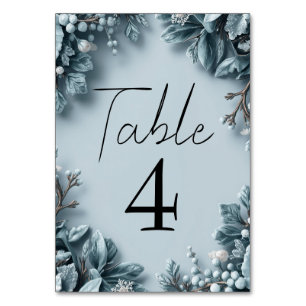 Frosted Winter Florals Wedding Table Number