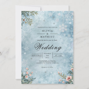 Frosted Winter Snowflakes Wedding Invitation