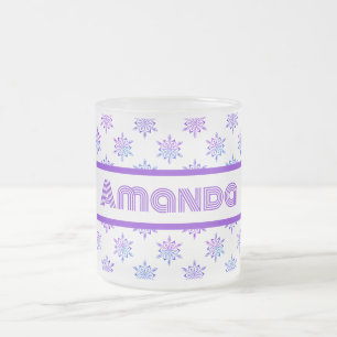 Frosted With Pretty Snowflakes Glass Coffee Mug