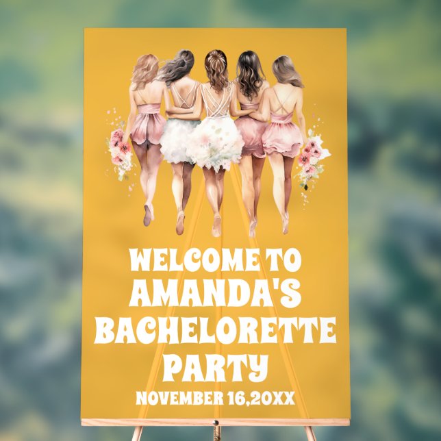 Frosted Yellow Acrylic Bachelorette Welcome Sign (Neutral)