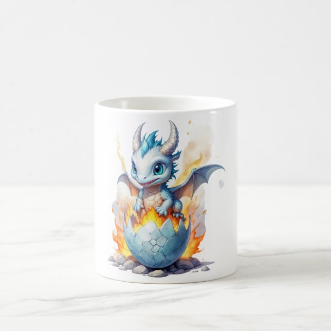Frostfire Hatchling Blue Dragon Fantasy Coffee Mug (Center)