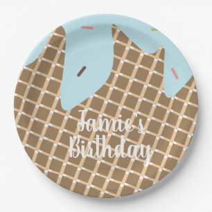 Frosting Ice Cream Cake Birthday Waffle Pattern Paper Plate