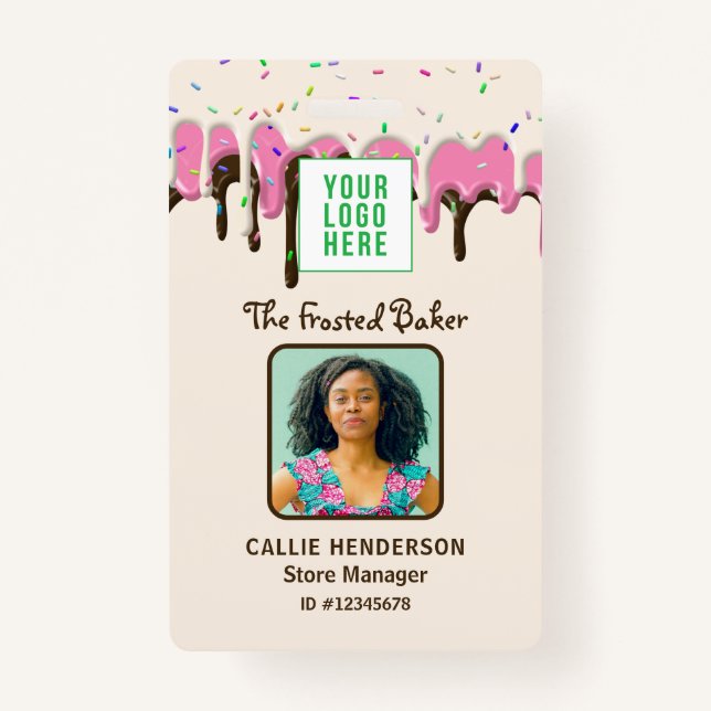Frosting Pastry Bakery Logo Business Employee ID Badge (Front)