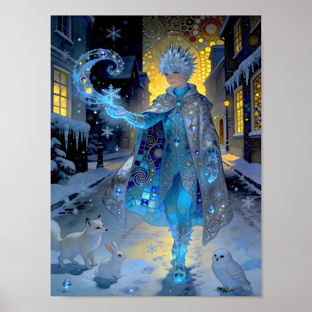 Frostmaker of a Moonlit Street – A Winter Portrait Poster (Front)