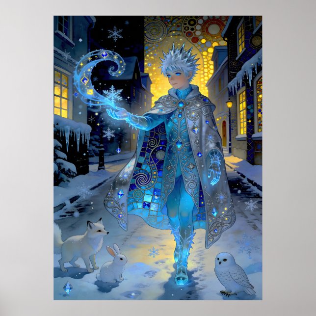 Frostmaker of a Moonlit Street – A Winter Portrait Poster (Front)