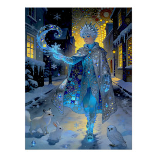 Frostmaker of a Moonlit Street – A Winter Portrait Poster