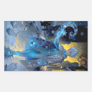 Frostmaker of a Moonlit Street – A Winter Portrait Rectangular Sticker