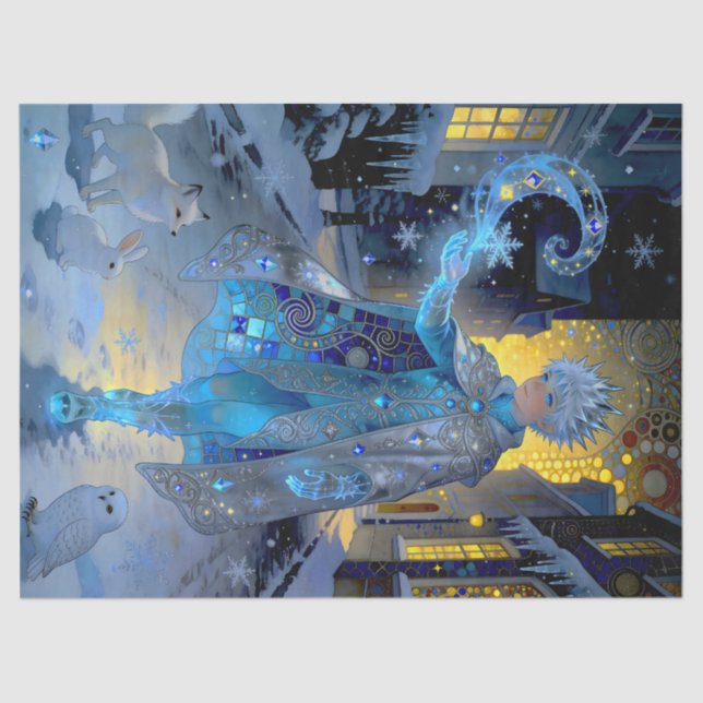 Frostmaker of a Moonlit Street – A Winter Portrait Tissue Paper (Front)