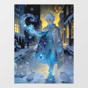 Frostmaker of a Moonlit Street – A Winter Portrait Window Cling