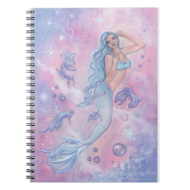 Frosty Betta mermaid blank journal by Renee (Front)