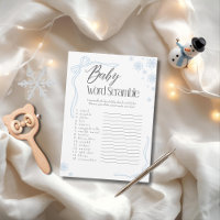 Frosty Blue Bow Baby Word Scramble Game
