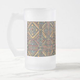 Frosty Blue "Centuries-Old Geometric Elegance" 473 Frosted Glass Beer Mug