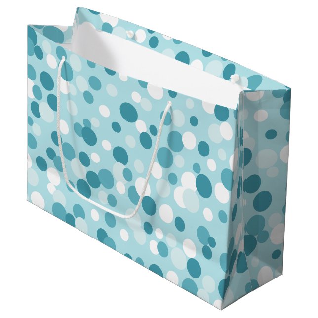Frosty Blue Holiday Dots Large Gift Bag (Front Angled)
