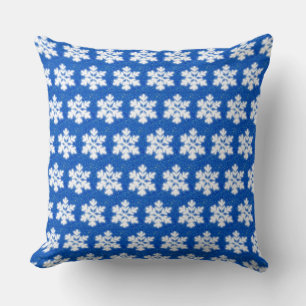 Frosty blue North Pole snowflakes   sparkling snow Cushion