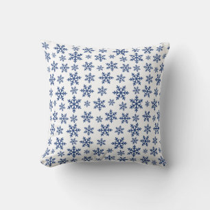 Frosty Blue Snowflake Winter Home Gift Decoration Cushion
