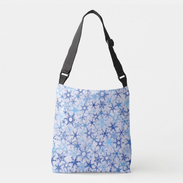 Frosty Blue Snowflakes  Crossbody Bag (Front)