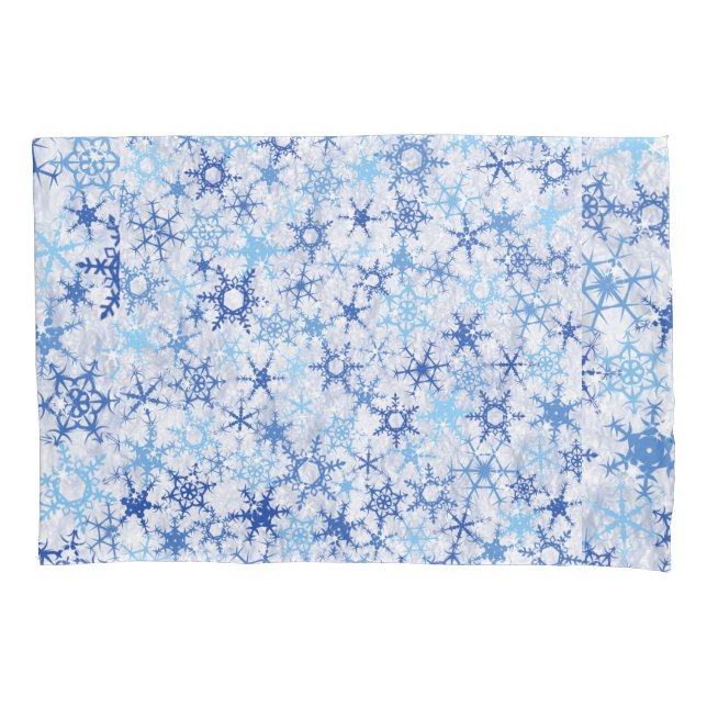 Frosty Blue Snowflakes Pattern Pillowcase (Front)