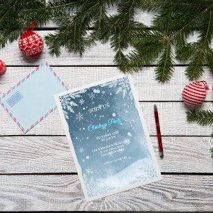 Frosty Blue & White Elegant Christmas Invitation