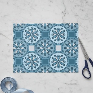 Frosty Blue Winter Mosaic Kaleidoscope Pattern  Tissue Paper