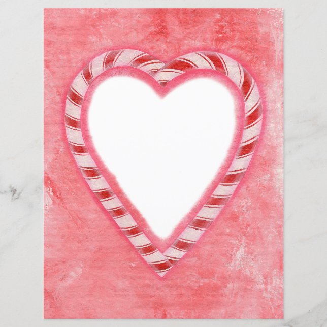 Frosty Candy Cane Heart Scrapbook Paper (Front)