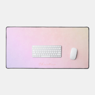 Frosty Champagne Pink Peach Purple Ombré with Name Desk Mat