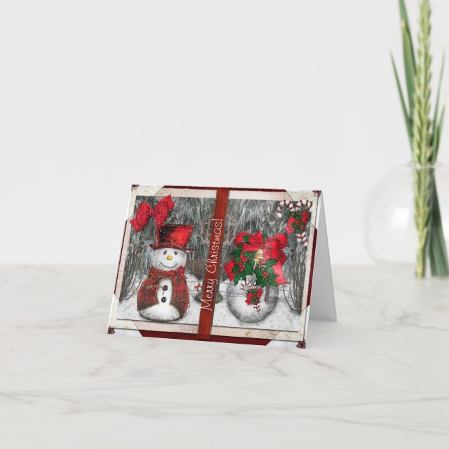 Frosty Christmas Greetings Holiday Card (Front)