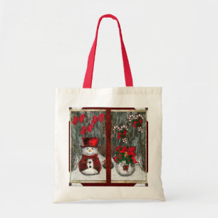Frosty Christmas Greetings Tote Bag