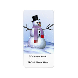 Frosty Christmas Present Label