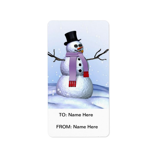Frosty Christmas Present Label (Front)