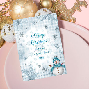 Frosty Elegant Blue & White Frosty Christmas Holiday Card