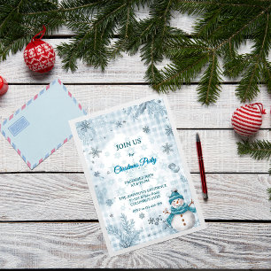 Frosty Elegant Blue & White Frosty Christmas Invitation