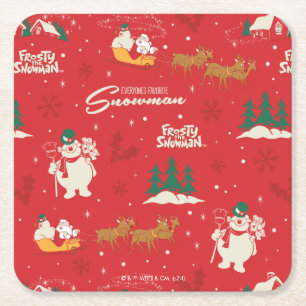 Frosty - Everyone's Favourite Snowman Pattern Square Paper Coaster