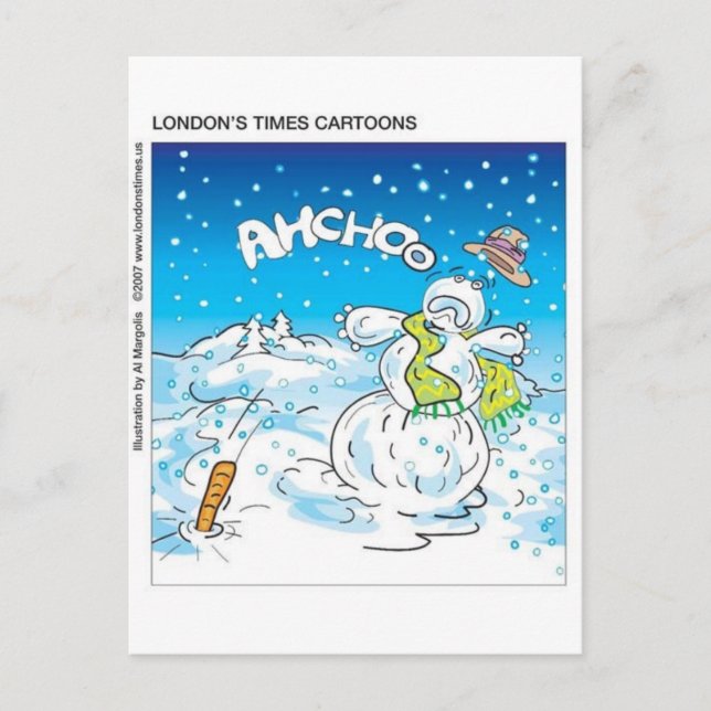 Frosty Fights The Flu Funny Christmas Gifts & Tees Holiday Postcard (Front)