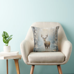 Frosty Forest Woodland Deer Cushion