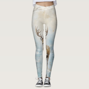 Frosty Forest Woodland Deer Leggings